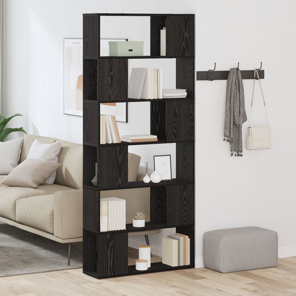 vidaXL Ράφι Βιβλίων Μαύρο Δρυς 80x24x186 εκ. Επεξεργασμένο Ξύλο
