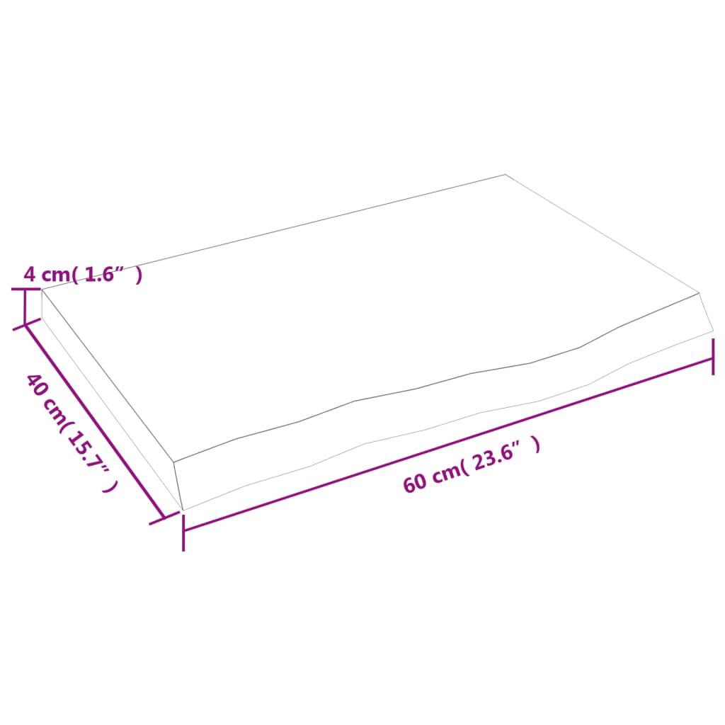 vidaXL Επιφάνεια Τραπεζιού Σκούρο Καφέ 60x40x(2-4)εκ Επεξ. Μασίφ Δρυς