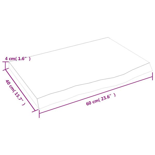 vidaXL Επιφάνεια Τραπεζιού Σκούρο Καφέ 60x40x(2-4)εκ Επεξ. Μασίφ Δρυς