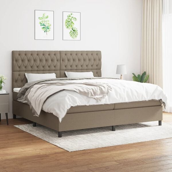 vidaXL &Kappa;&rho;&epsilon;&beta;ά&tau;&iota; Boxspring &mu;&epsilon; &Sigma;&tau;&rho;ώ&mu;&alpha; Taupe 200x200 &epsilon;&kappa;. &Upsilon;&phi;&alpha;&sigma;&mu;ά&tau;&iota;&nu;&omicron;