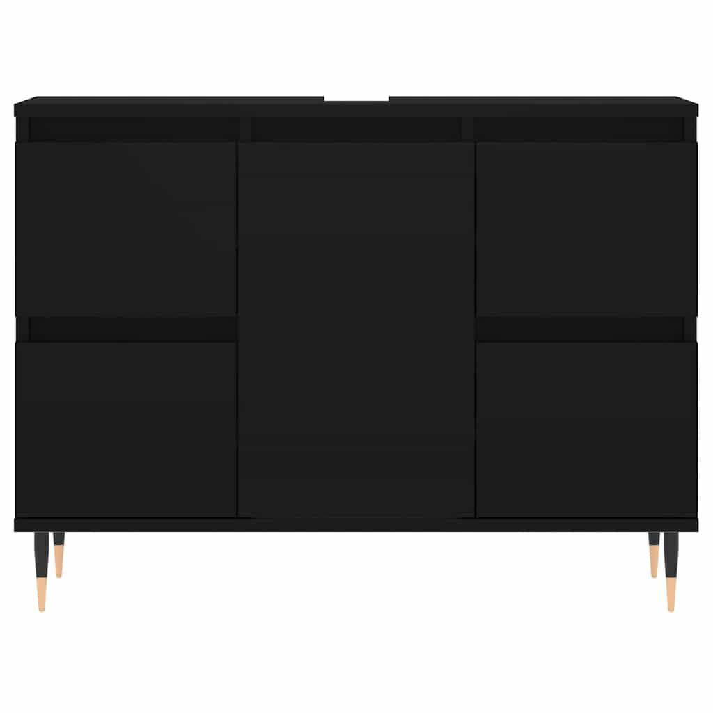 vidaXL Ντουλάπι Μπάνιου Μαύρο 80 x 33 x 60 εκ. από Επεξεργασμένο Ξύλο