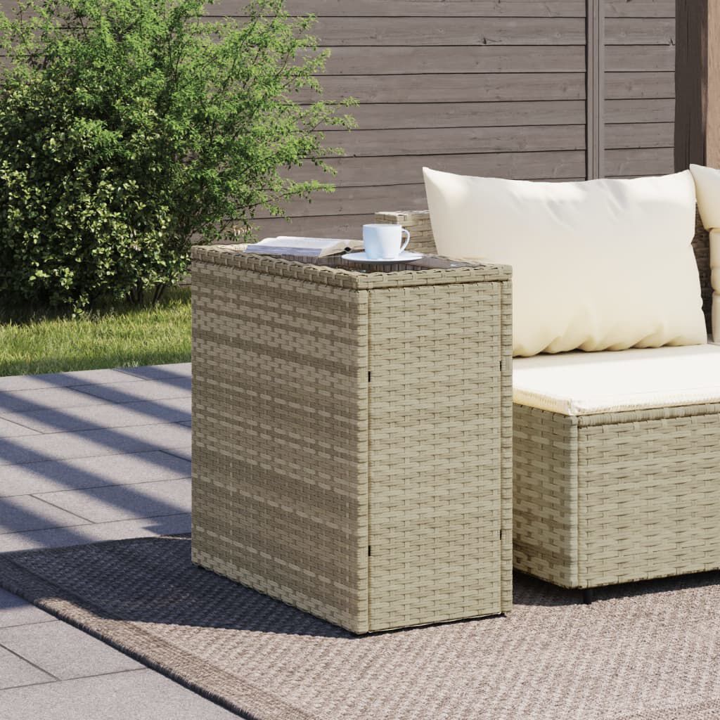 vidaXL Τραπέζι Κήπου με Γυάλινη Επιφ. Γκρι 58x27,5x55 εκ. Συνθ. Ρατάν