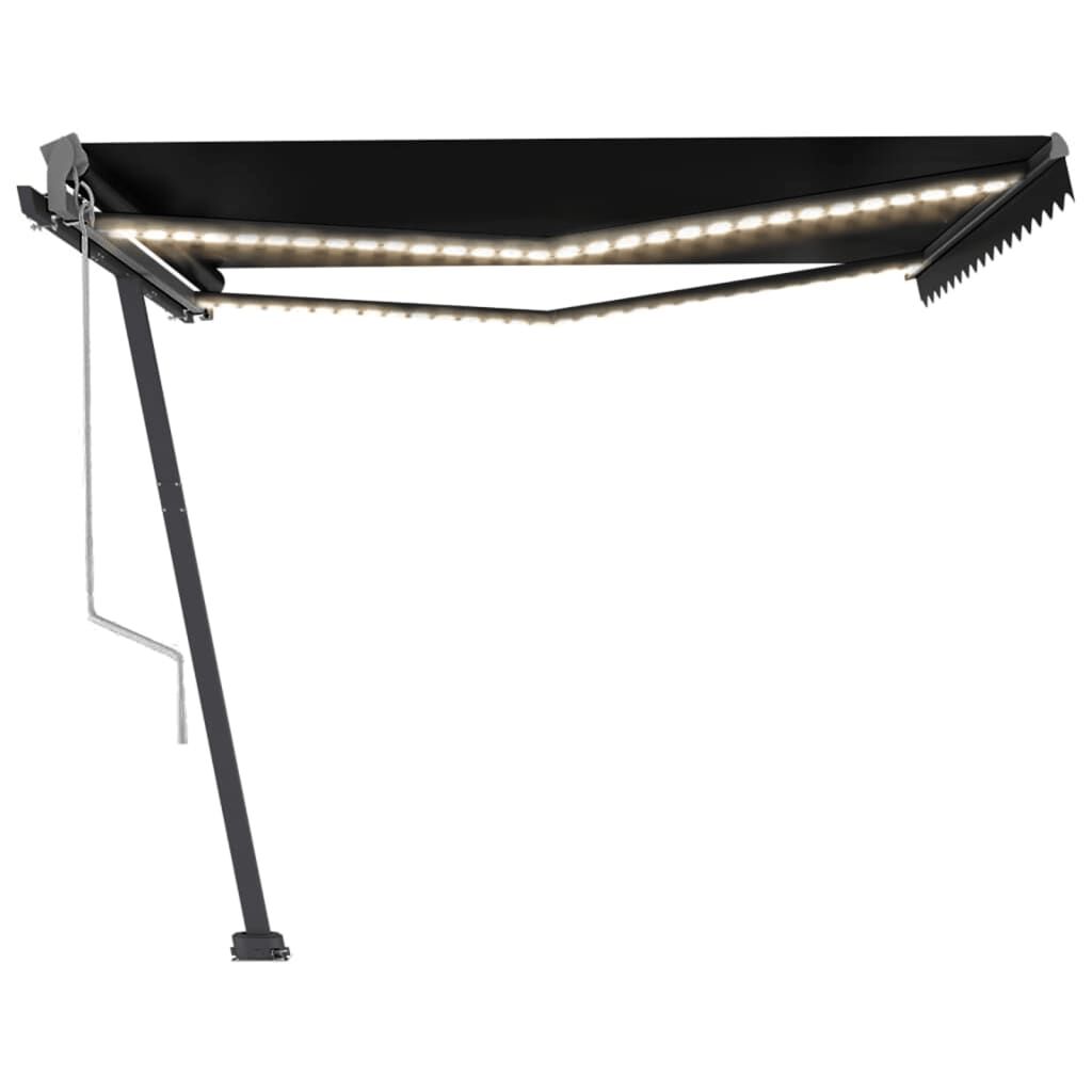 vidaXL Τέντα Αυτόματη με LED & Αισθητήρα Ανέμου Ανθρακί 400x350 εκ.