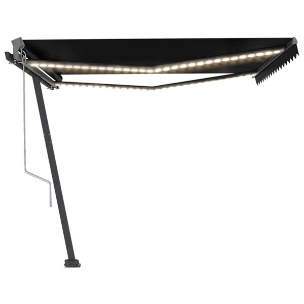 vidaXL Τέντα Αυτόματη με LED & Αισθητήρα Ανέμου Ανθρακί 400x350 εκ.