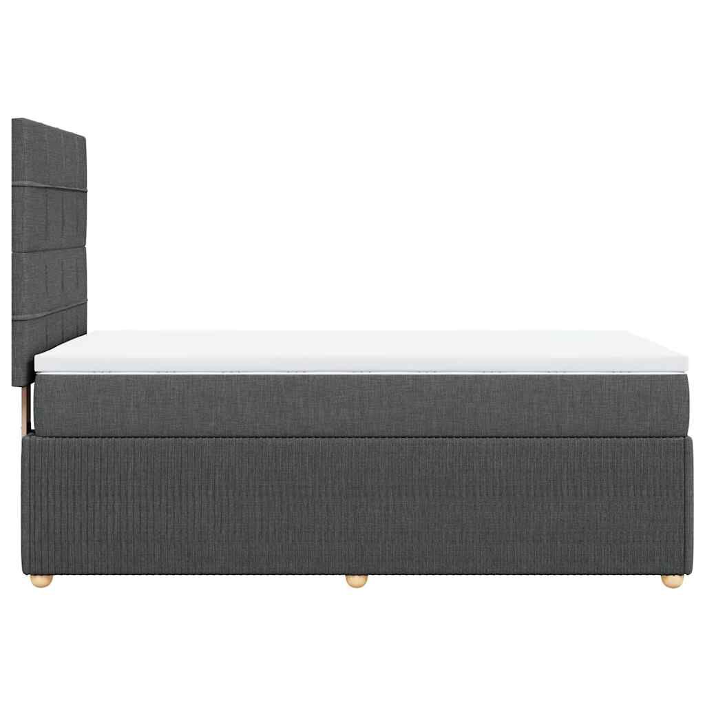 vidaXL Κρεβάτι Boxspring με Στρώμα Σκούρο Γκρι 90x200 εκ. Υφασμάτινο