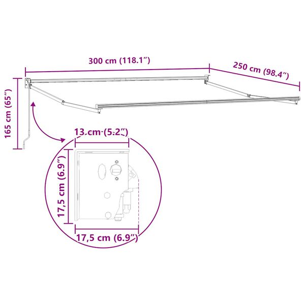 vidaXL Τέντα Πτυσσόμενη Χειροκίνητη Καφέ 300x250 εκ.
