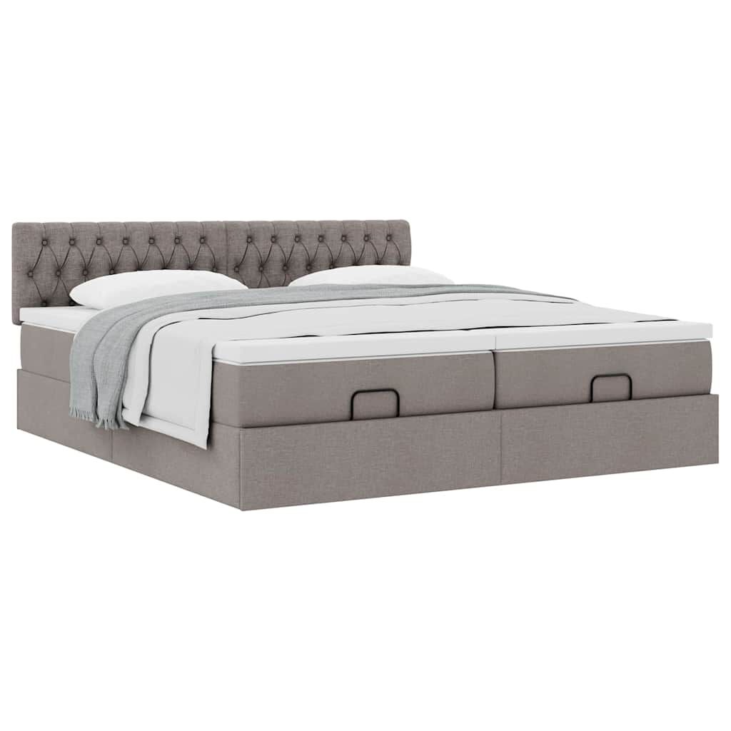 vidaXL Οθωμανικό κρεβάτι με στρώματα Taupe 200x200cm ύφασμα