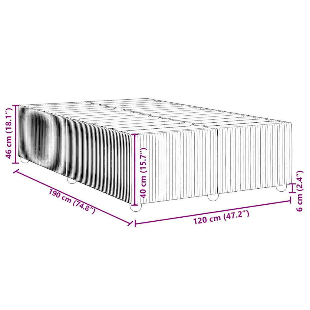 vidaXL Πλαίσιο Κρεβατιού χωρίς στρώμα Ροζ 120x190 εκ. Βελούδινο