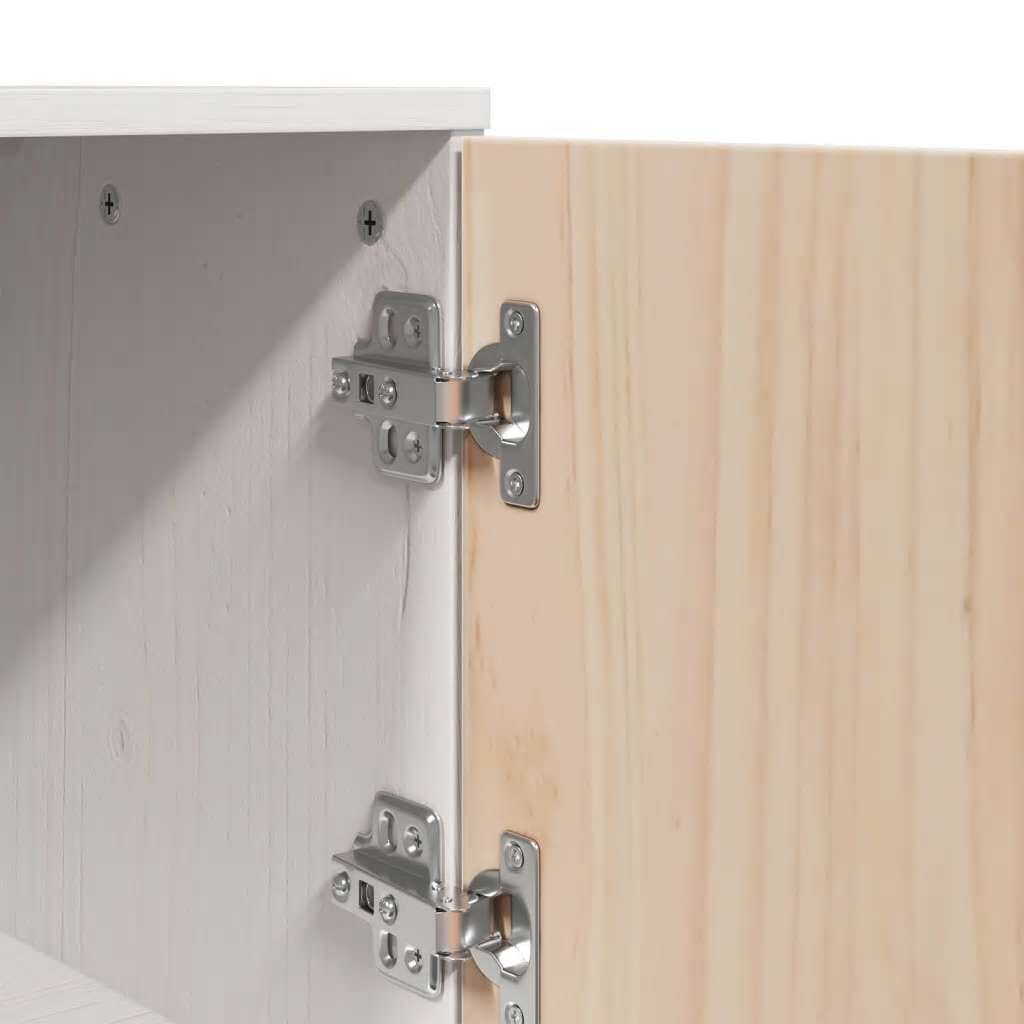 vidaXL Ντουλάπι Ψηλό Λευκό 67 x 40 x 108,5 εκ. από Μασίφ Ξύλο Πεύκου