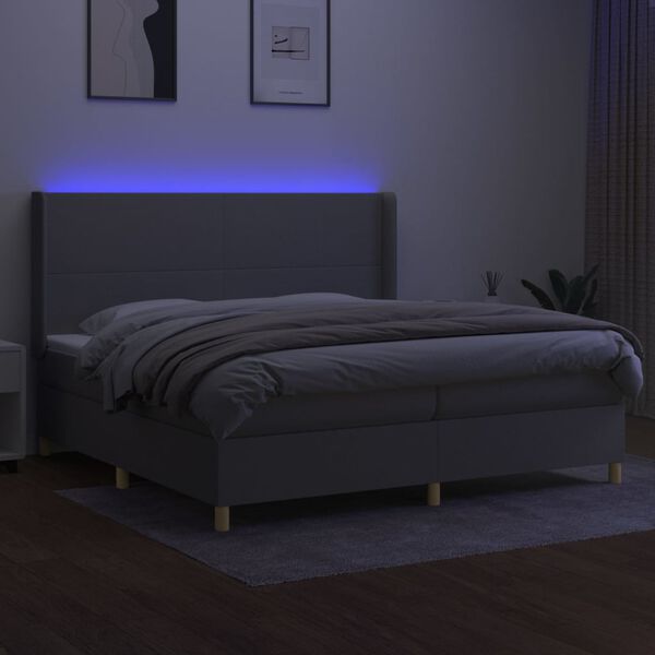 vidaXL &Kappa;&rho;&epsilon;&beta;ά&tau;&iota; Boxspring &mu;&epsilon; &Sigma;&tau;&rho;ώ&mu;&alpha; & LED &Alpha;&nu;.&Gamma;&kappa;&rho;&iota; 200x200&epsilon;&kappa;. &Upsilon;&phi;&alpha;&sigma;&mu;ά&tau;&iota;&nu;&omicron;