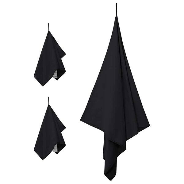 vidaXL Σύνολο πετσέτας αθλητισμού 3 pcs Μαύρο