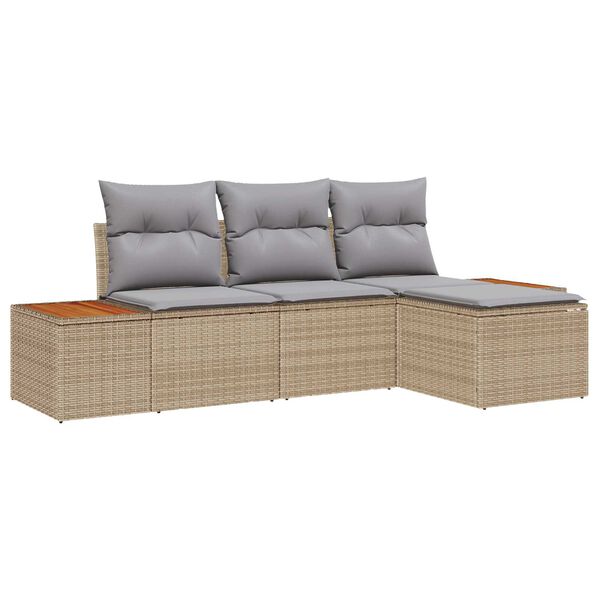 vidaXL με μαξιλάρι Ρυθμιζόμενος 4 pcs Μπεζ 239 x 117 x 37 εκ