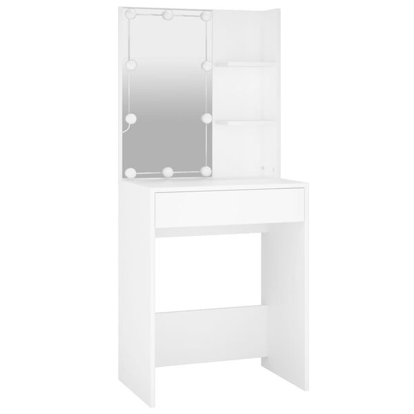 vidaXL Μπουντουάρ με LED Λευκό 60x40x140 εκ.