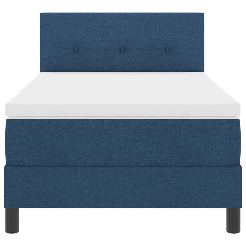 vidaXL Κρεβάτι Box Spring με στρώμα Μπλε 90x190 εκ Υφασμάτινο