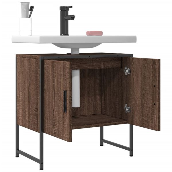 vidaXL Ντουλάπι Νιπτήρα Μπάνιου Καφέ Δρυς 60x33x60 εκ. Επεξ. Ξύλο