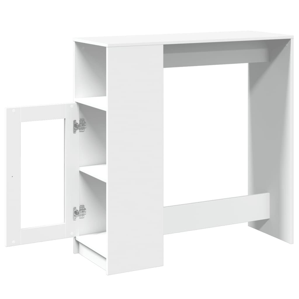 vidaXL Τραπέζι Μπαρ με Ράφια Λευκό 101x40x103,5 εκ. Επεξεργ. Ξύλο