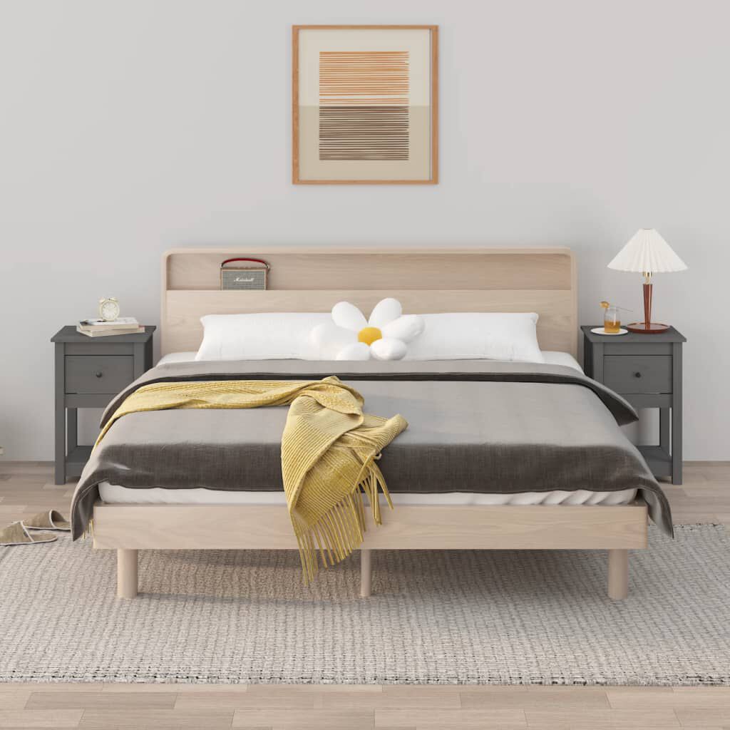 vidaXL Κομοδίνα 2 τεμ. Γκρι 40 x 35 x 61,5 εκ. από Μασίφ Ξύλο Πεύκου