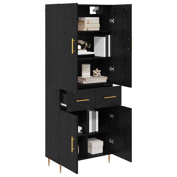 vidaXL Highboard &Mu;&alpha;ύ&rho;&eta; &Omicron;&xi;&upsilon;ά 69,5 x 34 x 180 &epsilon;&kappa;. &Epsilon;&pi;&epsilon;&xi;&epsilon;&rho;&gamma;&alpha;&sigma;&mu;έ&nu;&omicron; &xi;ύ&lambda;&omicron;