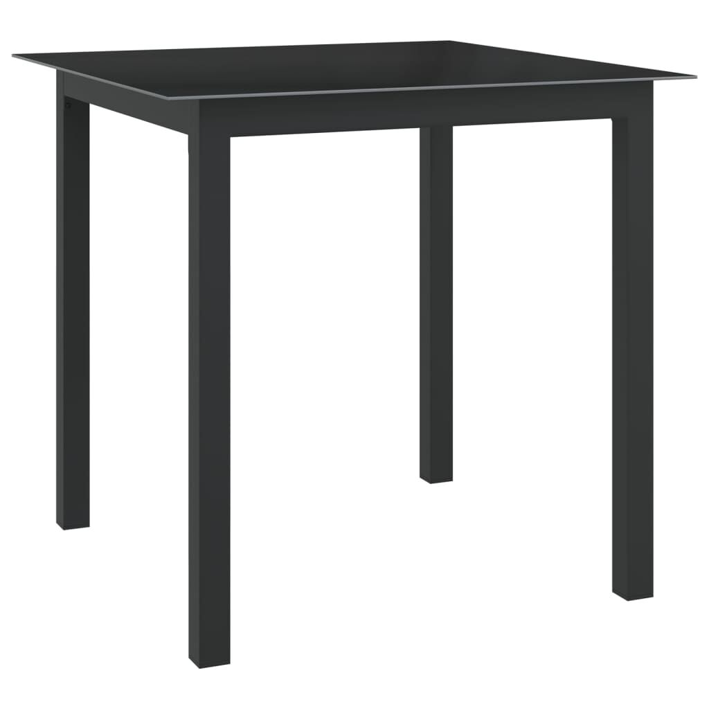 vidaXL Τραπέζι Κήπου Μαύρο 80 x 80 x 74 εκ. από Αλουμίνιο / Γυαλί