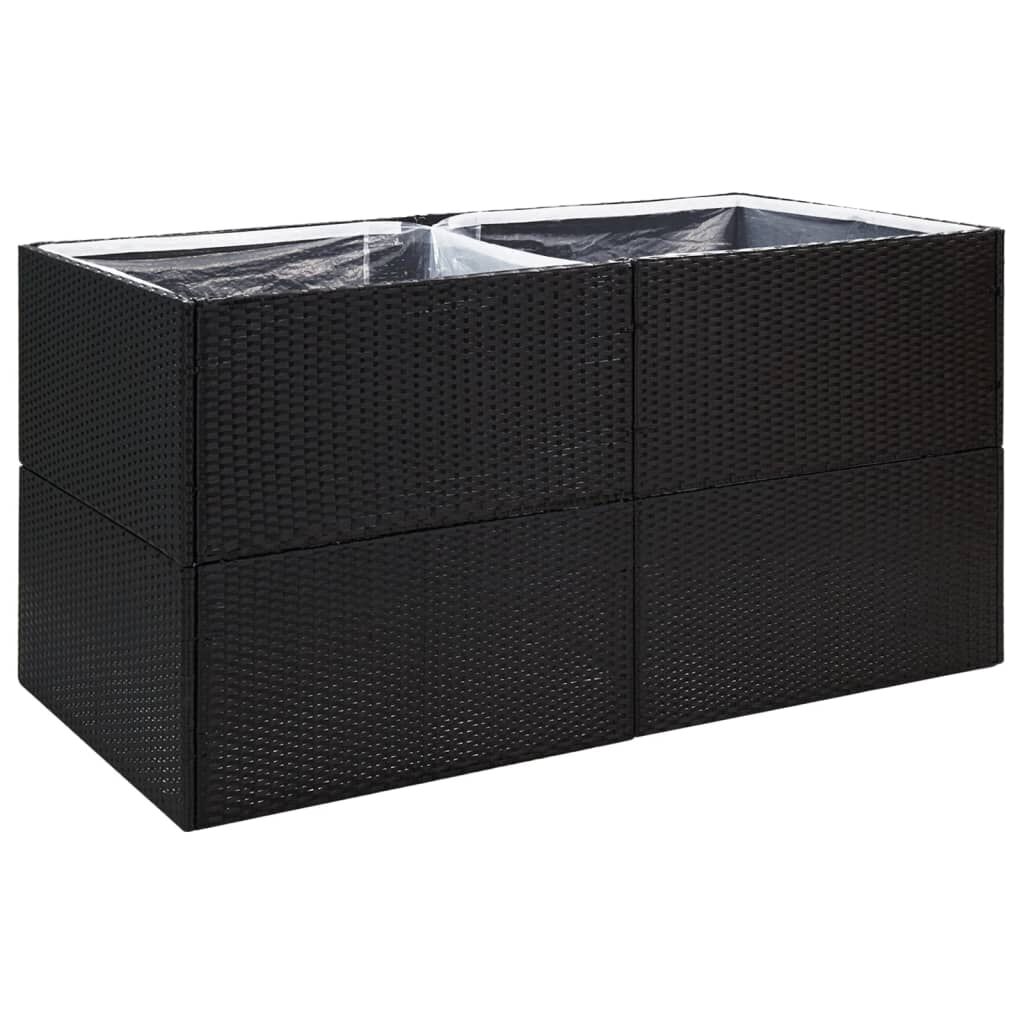 vidaXL Ζαρντινιέρα Κήπου Μαύρη 157 x 80 x 80 εκ. από Συνθετικό Ρατάν