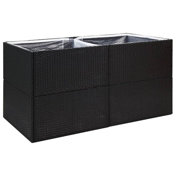 vidaXL Ζαρντινιέρα Κήπου Μαύρη 157 x 80 x 80 εκ. από Συνθετικό Ρατάν