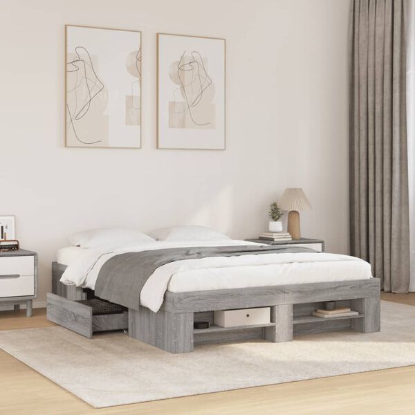 vidaXL Πλαίσιο Κρεβατιού Γκρι Sonoma 140x190 εκ. Επεξεργασμένο Ξύλο