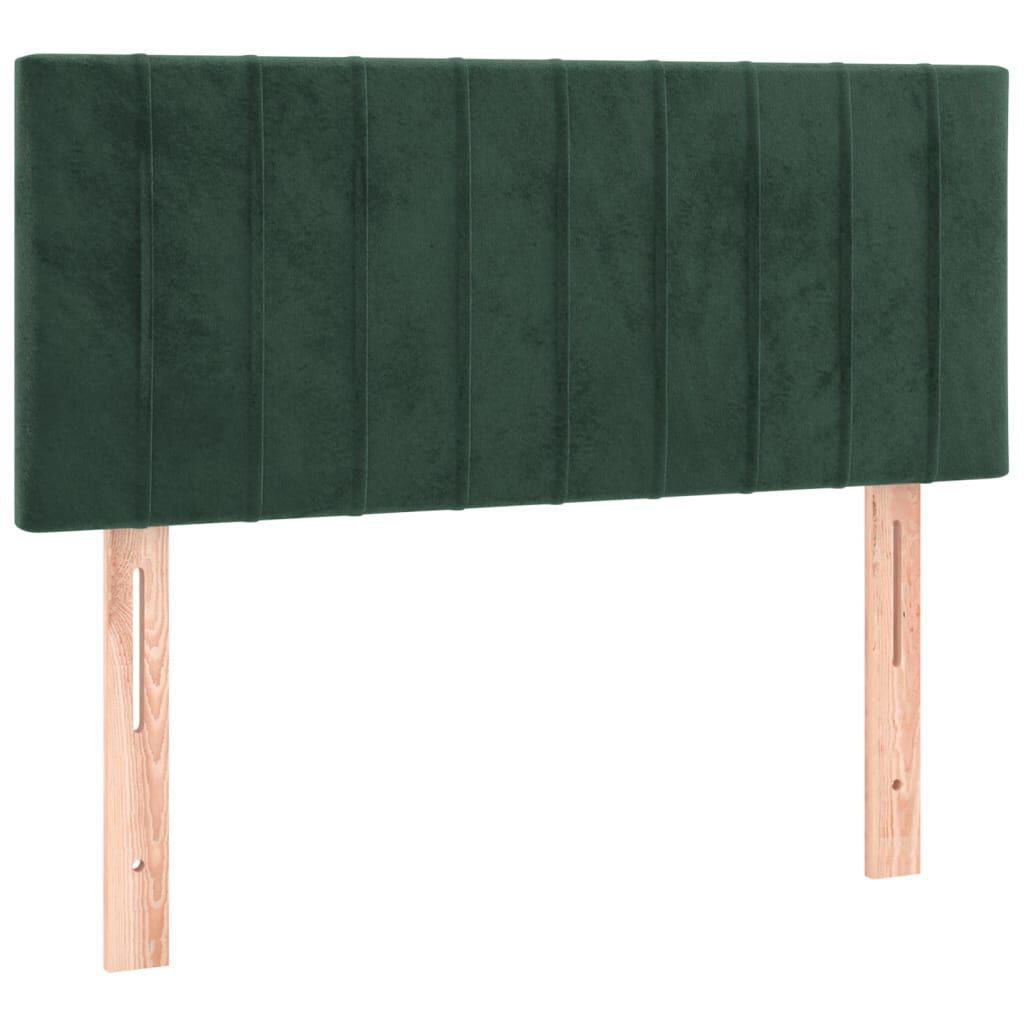 vidaXL Κρεβάτι Boxspring με Στρώμα & LED Σκ. Πράσινο 120x200εκ Βελούδο