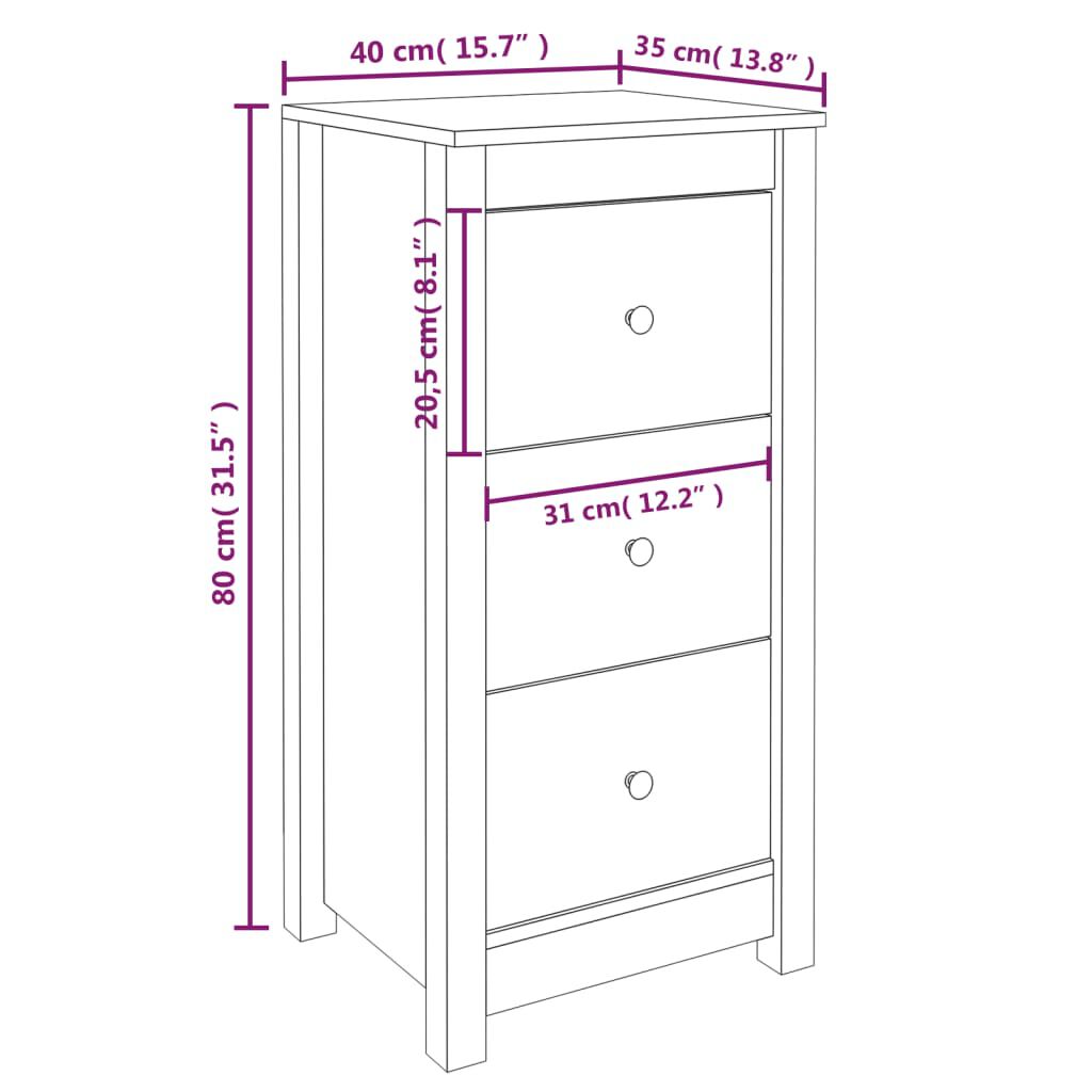 vidaXL Ντουλάπι Λευκό 40x35x80 εκ. από Μασίφ Ξύλο Πεύκου
