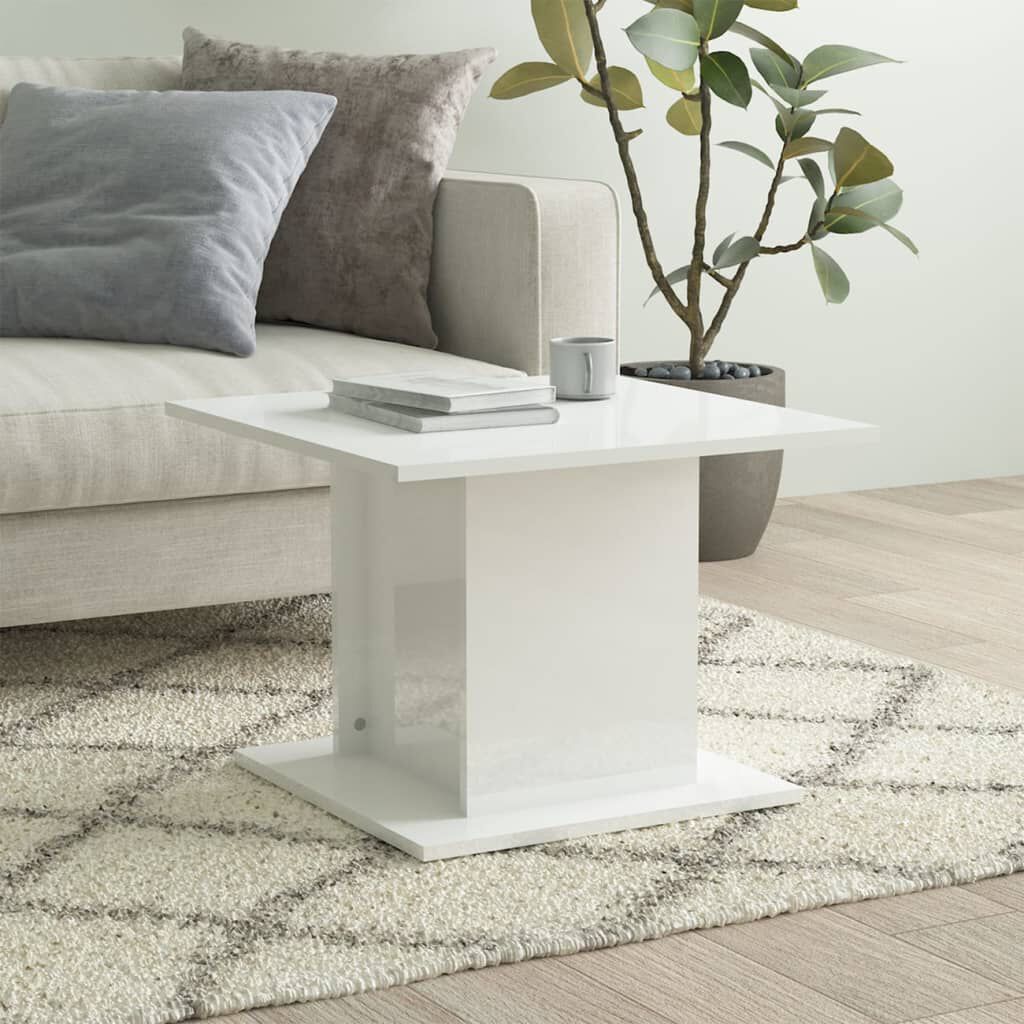 vidaXL Τραπεζάκι Σαλονιού Γυαλ. Λευκό 55,5x55,5x42 εκ. από Μοριοσανίδα
