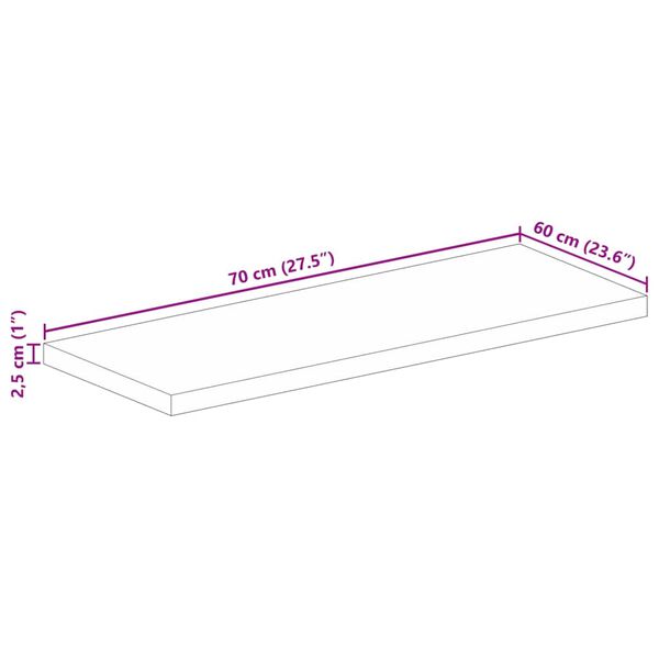 vidaXL Επιφάνεια Τραπεζιού Ορθογώνια 70x60x2,5 εκ. Μασίφ Ξύλο Ακακίας