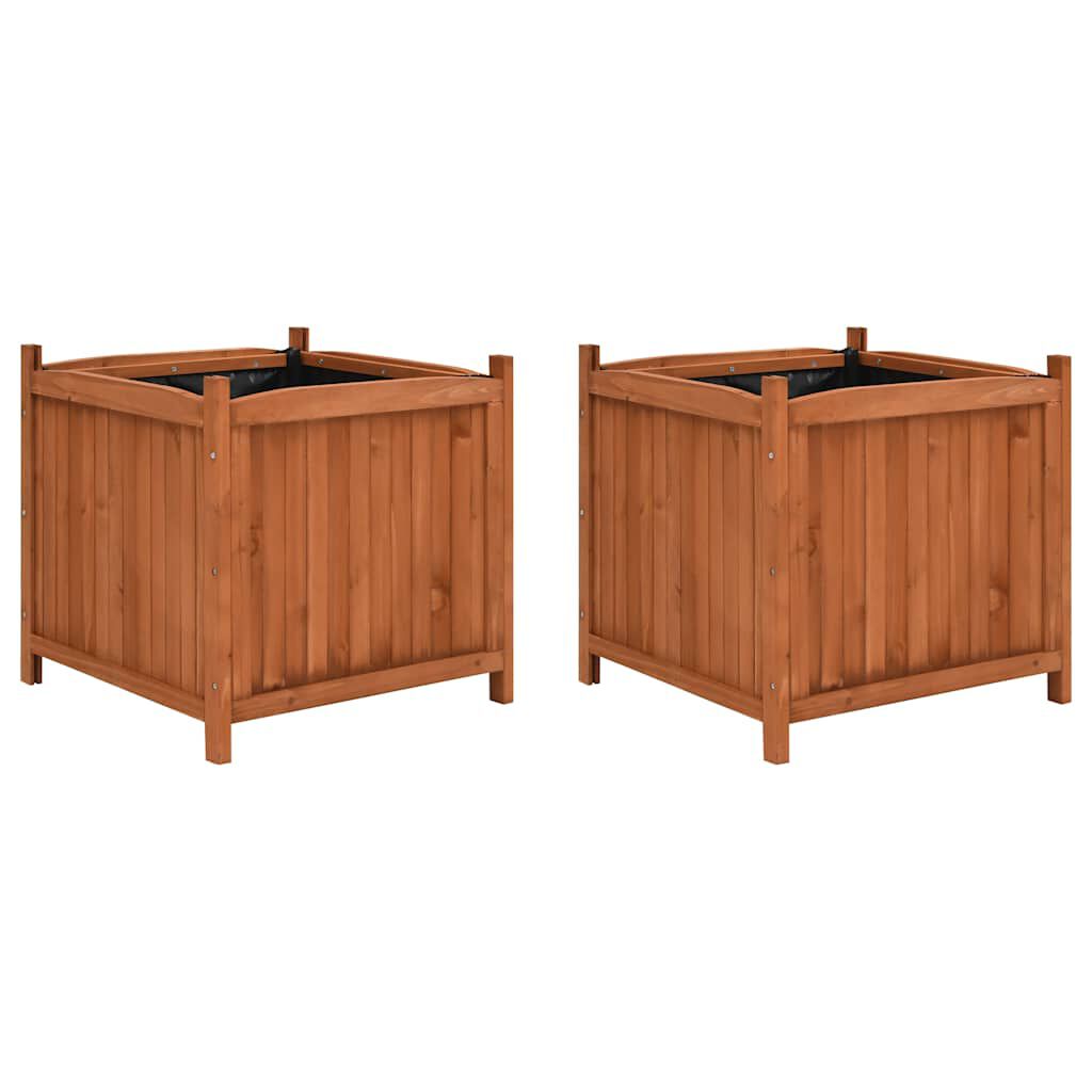 vidaXL Ζαρντινιέρες Υπερυψωμένες 2 τεμ. 50 x 50 x 50 εκ. Ξύλο Ελάτης