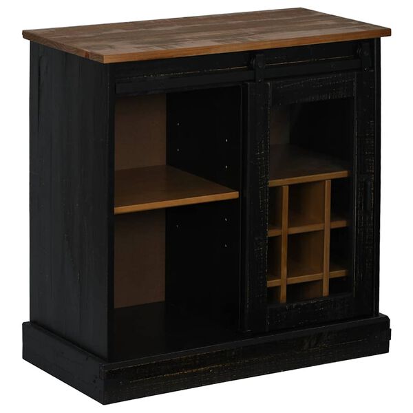 vidaXL Sideboard HALDEN με συρόμενη πόρτα Μαύρο 80x40x80 cm