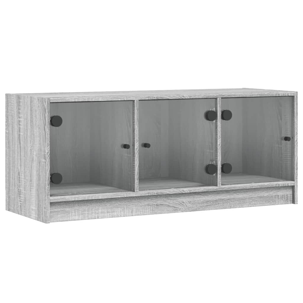 vidaXL Έπιπλο Τηλεόρασης Sonoma Γκρι 102x37x42 εκ. με Γυάλινες Πόρτες