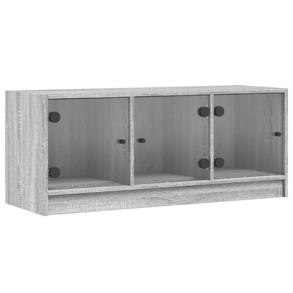 vidaXL Έπιπλο Τηλεόρασης Sonoma Γκρι 102x37x42 εκ. με Γυάλινες Πόρτες