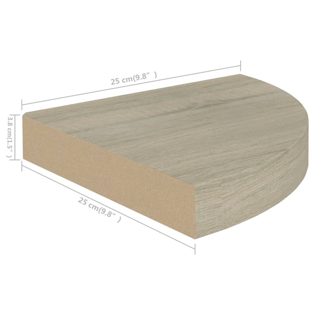 vidaXL Ράφια Τοίχου Γωνιακά 4 τεμ. Χρώμα Δρυός 25x25x3,8 εκ. MDF