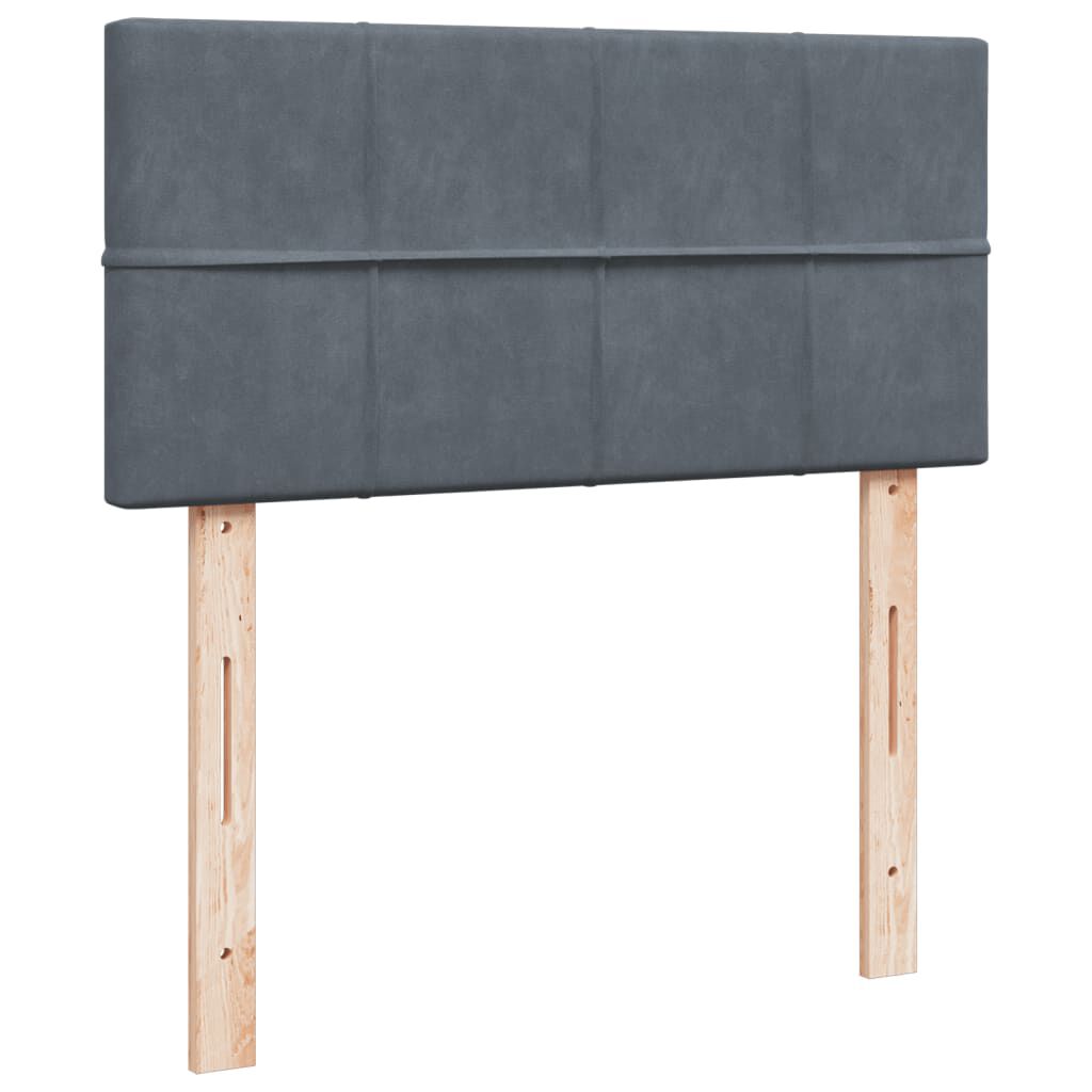 vidaXL Κρεβάτι Boxspring με Στρώμα Σκούρο Γκρι 90x200 εκ. Βελούδινο