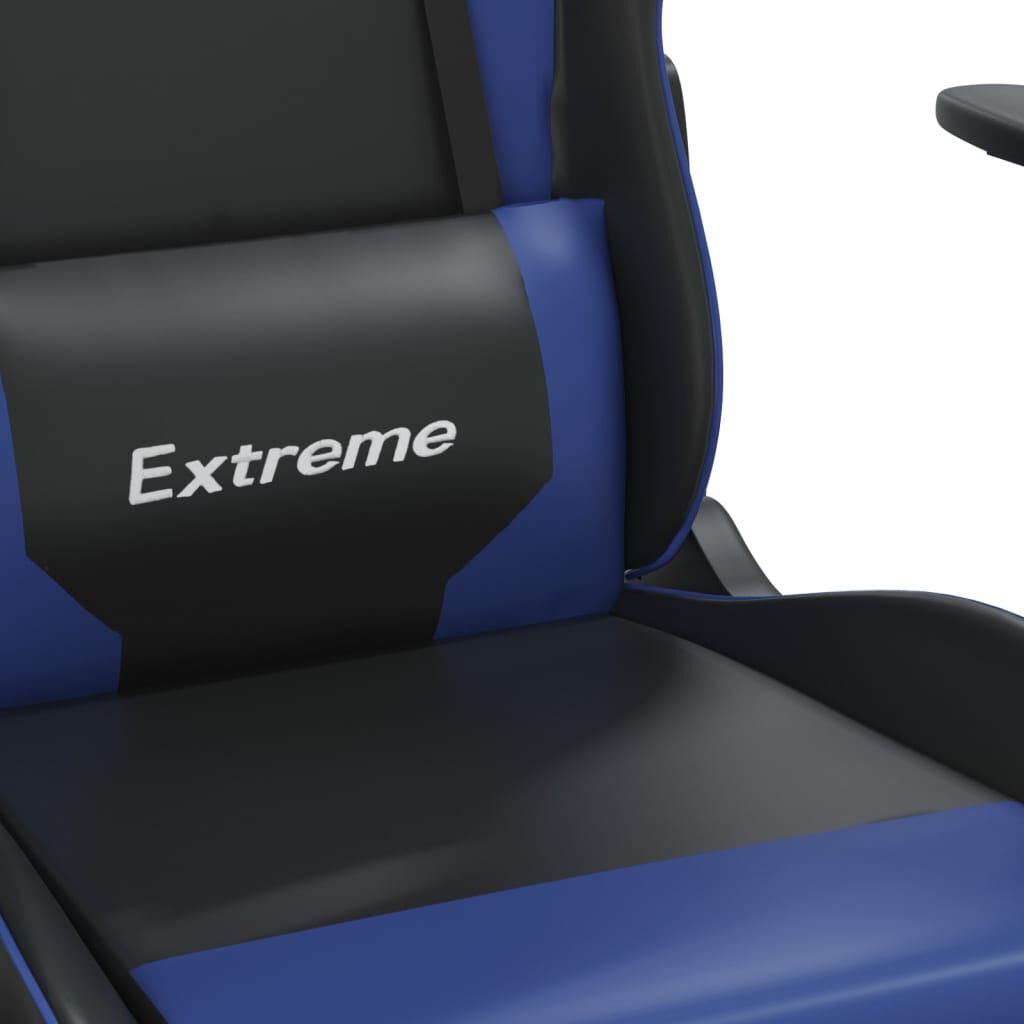 vidaXL Καρέκλα Gaming Μασάζ Υποπόδιο Μαύρο/μπλε από Συνθετικό Δέρμα