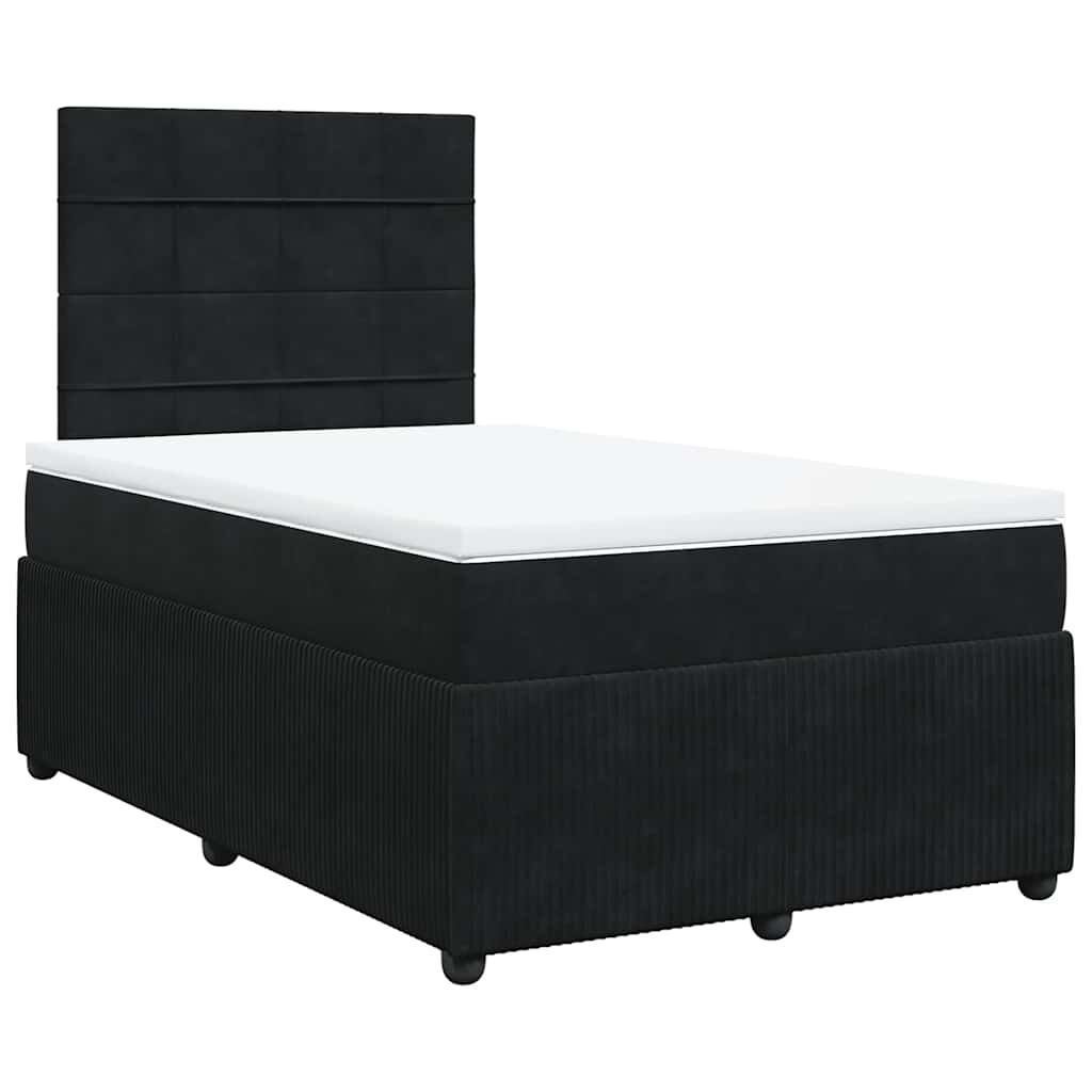 vidaXL Κρεβάτι Boxspring με Στρώμα Μαύρο 120 x 200 εκ. Βελούδινο