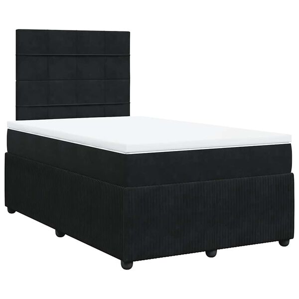 vidaXL Κρεβάτι Boxspring με Στρώμα Μαύρο 120 x 200 εκ. Βελούδινο