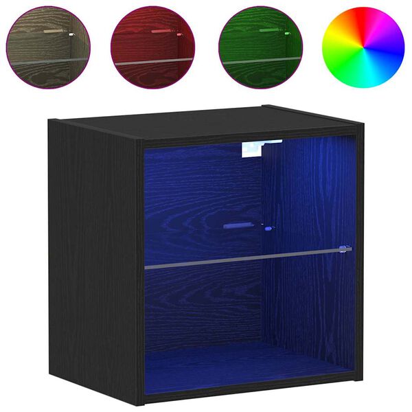 vidaXL Πλωτό ράφι με ράφι Μαύρο 40 x 28,5 x 40 εκ Επεξεργασμένο ξύλο