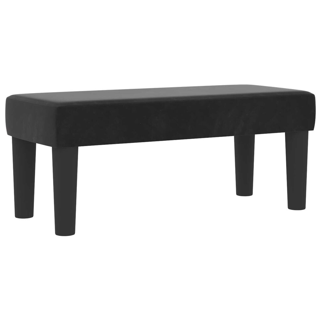 vidaXL Κρεβάτι Box Spring με Στρώμα & Πάγκο Μαύρο 100x200 εκ Βελούδο