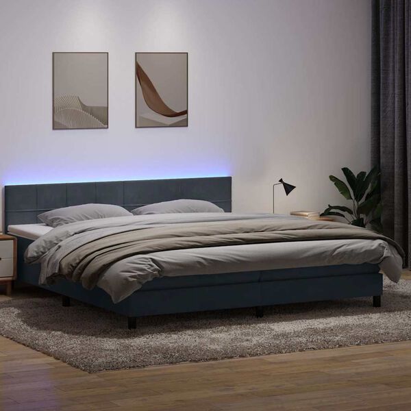vidaXL &Kappa;&rho;&epsilon;&beta;ά&tau;&iota; Boxspring &mu;&epsilon; &Sigma;&tau;&rho;ώ&mu;&alpha; & LED &Sigma;&kappa;&omicron;ύ&rho;&omicron; &gamma;&kappa;&rho;&iota; 180x220 &epsilon;&kappa;. &Beta;&epsilon;&lambda;&omicron;ύ&delta;&iota;&nu;&omicron;