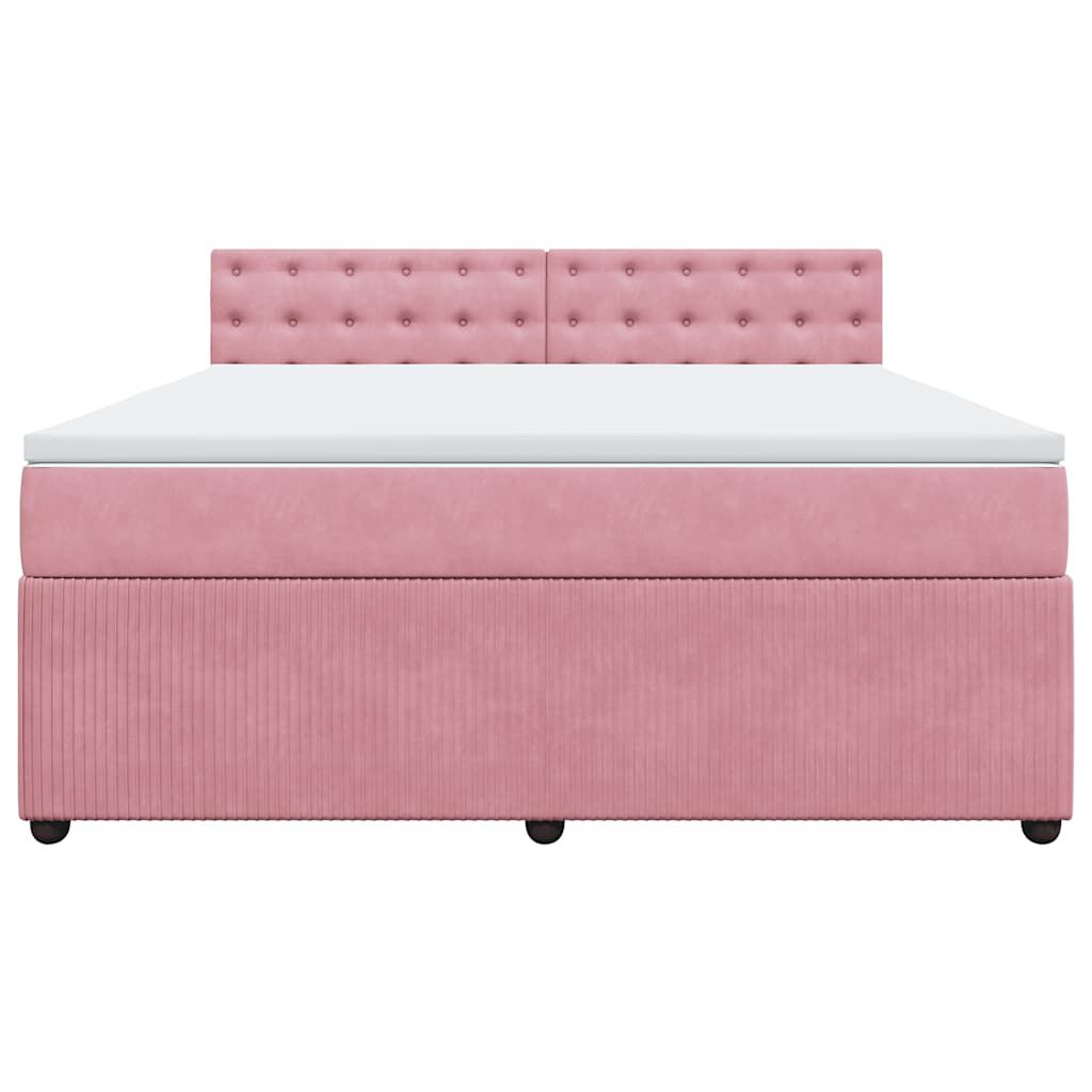 vidaXL Κρεβάτι Boxspring με Στρώμα Ροζ 180x200 εκ. Βελούδινο