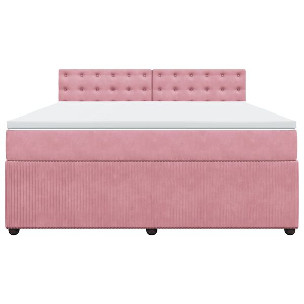 vidaXL Κρεβάτι Boxspring με Στρώμα Ροζ 180x200 εκ. Βελούδινο