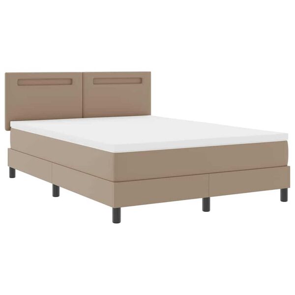 vidaXL Κρεβάτι με Στρώμα Καπουτσίνο 140 x 200 cm Τεχνητό δέρμα