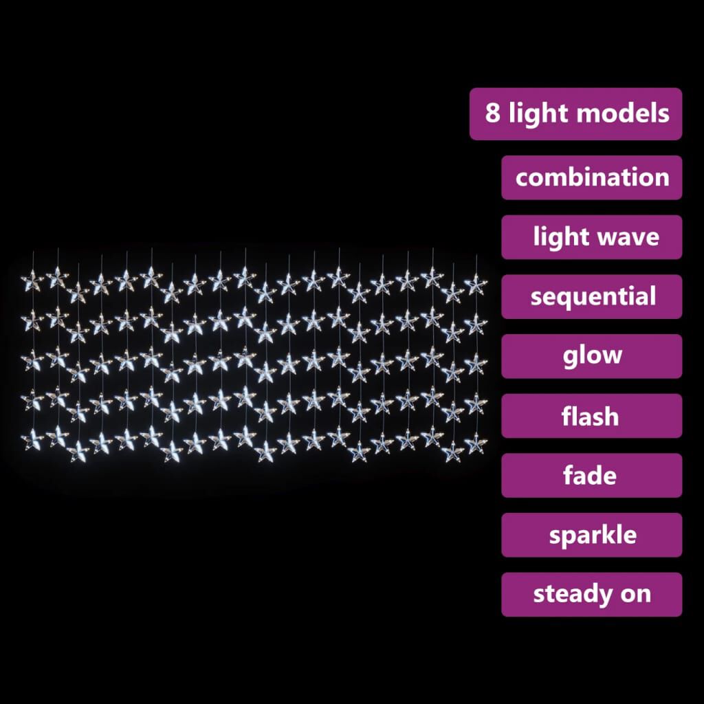 vidaXL Κουρτίνα LED Φωτάκια 500 LED Ψυχρό Λευκό με 8 Λειτουργίες