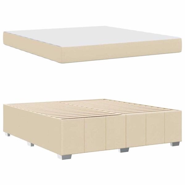 vidaXL Σκελετός Κρεβατιού με στρώμα Κρεμ 180 x 200 cm ύφασμα