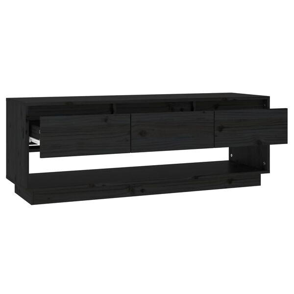 vidaXL Έπιπλο Τηλεόρασης Μαύρο 110,5x34x40 εκ. από Μασίφ Ξύλο Πεύκου
