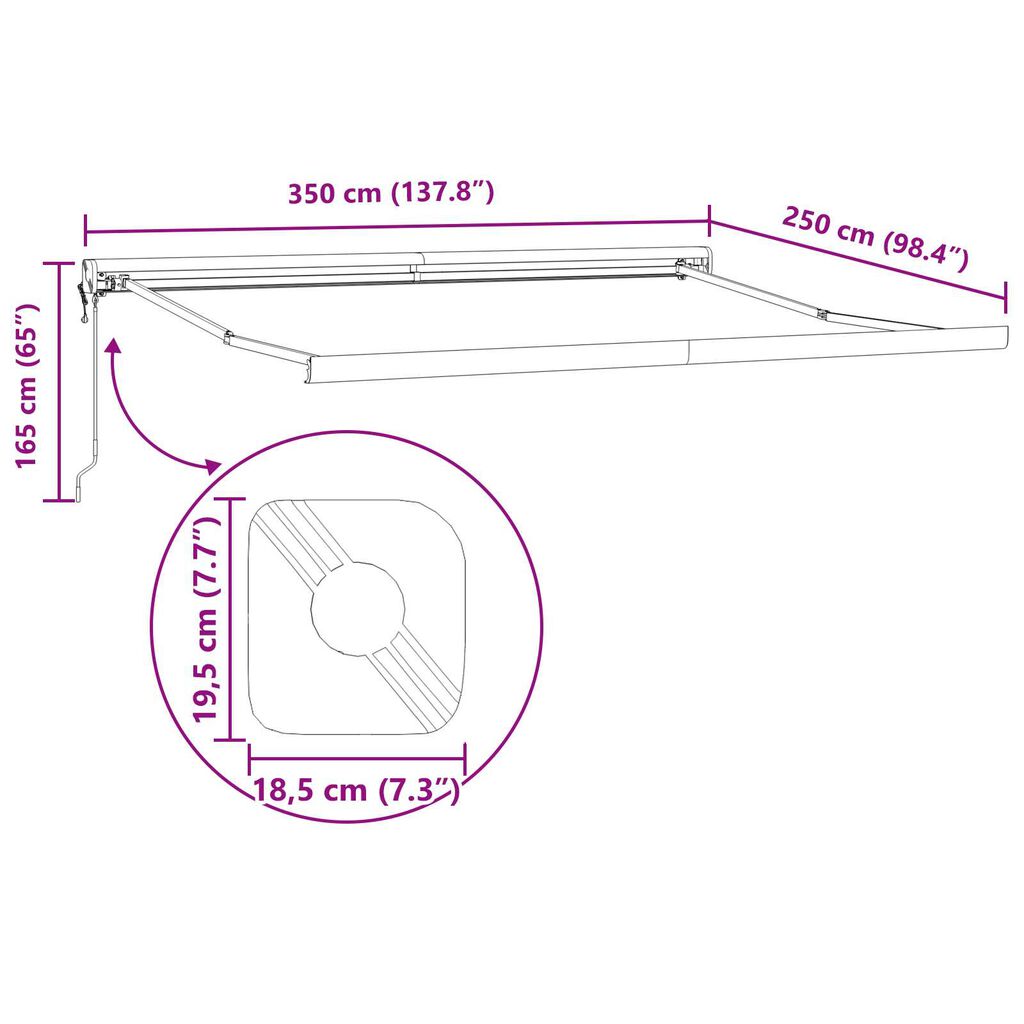 vidaXL Αυτόματη Ανασυρόμενη Τέντα Λευκή 350x250 εκ.