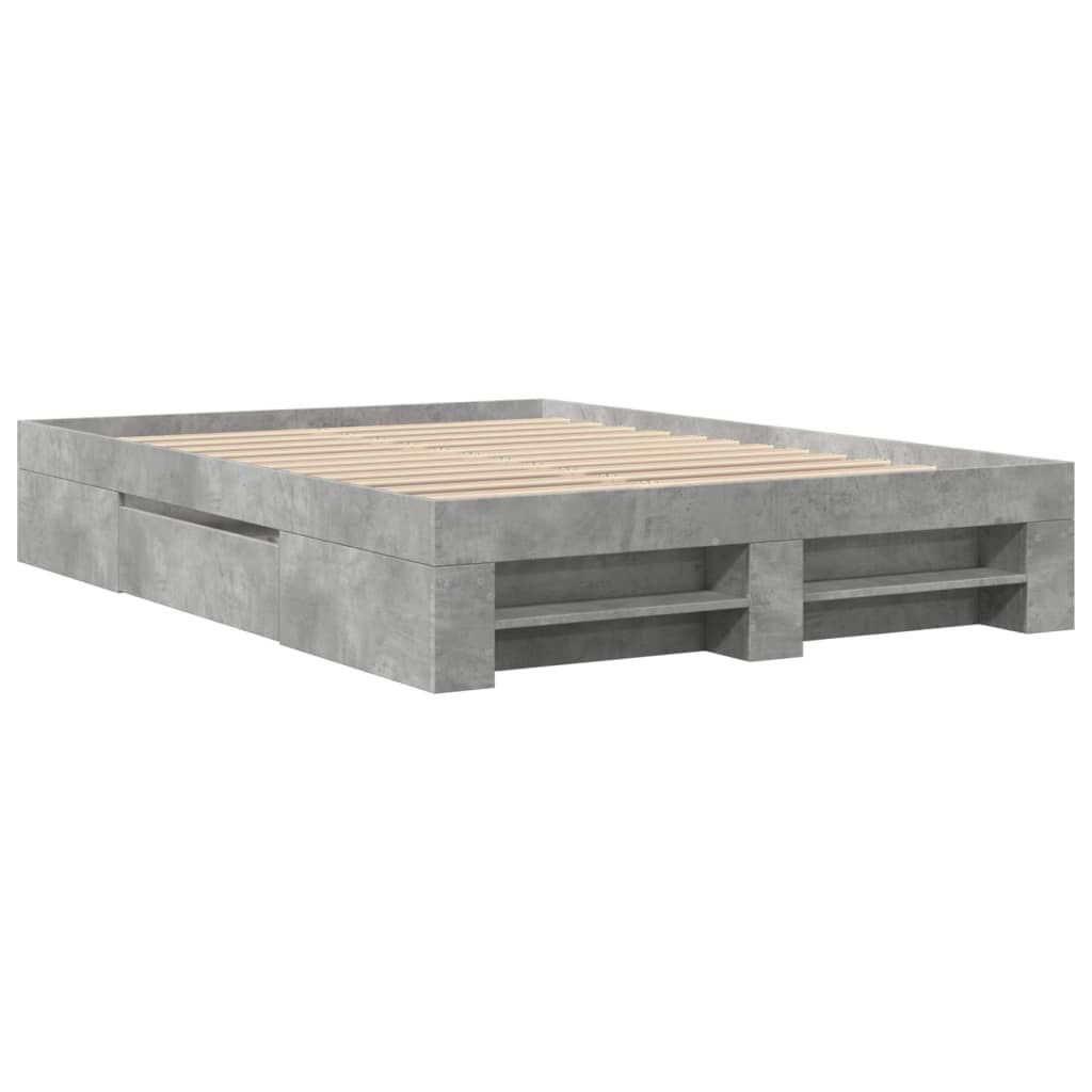 vidaXL Πλαίσιο Κρεβατιού Γκρι Σκυροδέματος 140x200 εκ. Επεξεργ. Ξύλο